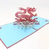 3D Chinesischer Drache Glückliche Grußkarten Weihnachtskarte Neujahr DIY Dekor Festliche Partyzubehör für Kinder Kinder