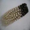 Kinky Curly Weave Hårbuntar 100% Human Hair Bundles 1PC Naturlig Non Remy Ombre Curly Wave Curly Virgin Hair Weave