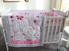 Roze Konijn Cartoon Baby Cradle Beddengoed Set Katoenen Kinderbedje Bumper Set Crib Quilt Bumper Plaat Rok Crib Bedding Set