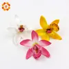 Großhandel-50pcs/Los 7,5 cm Orchidee Seide Künstliche Blumenkopf für Hochzeitsdekoration DIY WREATH Gift Scrapbooking Craft Fake Blume