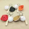 Softball Baseball Keychains Ball Key Ring Baseball Gloves Wooden Bat Bag Pendant Charm Key Chain Bag Pendants Gift GGA1788