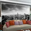 Schwarzweiß 3D-Fototapete Nachtlandschaft New York City Benutzerdefinierte 3D-Fototapete für Hintergrund Wohnzimmer Architekturabnehmbar