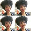 belleza corte de pelo dama brasileña del pelo rizado de África Americ corto y rizado peluca natural de la simulación del cabello humano peluca afro rizado corto para las mujeres