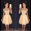 Beads Short Prom Dresses Gold Scoop Neck Party dresses Sequins Tulle Skirt Short Homecoming Dresses Custom Made