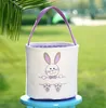 Easter Bag Rabbit Print Canvas Basket Easter Kids Candy Egg Bunny Print Basket Children Easter Hunting Bags