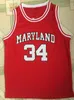 College 34 Len Bias Jersey Men Basketball University 1985 Maryland Terps Jerseys Team Red Yellow White Away Sport Cousue Shirts