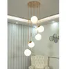 Moderne lange trapverlichting verlichting creatieve villa woonkamerlamp magische boon decoratie glazen bol eetkamer hanglamp213l
