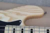 Factory Custom Natural Wood Color Electric Bass Guitar with Ash Body,Active Circuits,Black Maple Inlay,Offer Customized