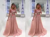 V-neck Appliques Sweep Pink Prom Dresses Vestidos De Festa Evening Wear In Stock s High-end Occasion Dress3212