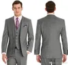 На заказ Slim Fit две пуговицы Формальные смокинги для шафера жениха Серый классический мужской свадебный костюм для жениха (куртка + брюки + жилет)