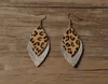 Leopard leather earrings New Designer Real leather earrings European and American leopard double-layer leaves earrings GB1013