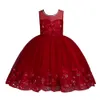 Baby вышитое формальное платье принцессы для девочки элегантное день рождения платье девушка детская рождественская одежда 2-14 лет