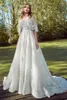 Elegante Zuhair Murad Vestidos de Casamento Rendas Com Envoltório de Lantejoulas Querida Neck A Linha Frisado Vestidos de Noiva Appliqued Plus Size Vestido De Novia