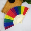 Rainbow hand gehouden vouwventilator zijde vouwen handventilator, vintage stijl regenboog ontwerp gehouden fans voor verjaardag, afstuderen, vakantie SN3227
