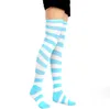 Sexiga Kvinnor Lång Stripe Socks Festival Cosplay Kostym Prop Long Tube Strykning College Girls Knä Highs Sock Mid-Calf Längd Strumpor