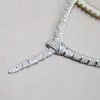 Hot Sale Fashion Lady Women Brass 18K Gold Plated Setting Full Diamond Snake Shape Wide Chain Dinner Necklaces Snake Skeleton Necklace