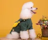 cão Outono nova versão coreana de malha grosso vestuário T-shirt Teddy dog ​​roupa ocasional pet algodão mochila listrado duas pernas