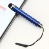 Universele Crystal Mini Drie telescopische capacitieve touchscreen-styluspen met stofplug voor aanraakpen van mobiele telefoon