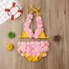 2019 년 새로운 0-5Y 신생아 아이 아기 소녀 3D 꽃 비키니 세트 2pcs 민소매 벨트 조끼 + 반바지 수영복 수영복 수영 해변