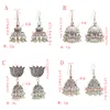 インドJhumka Tribal Silverイヤリングネパール渤海古代フラワーファンロングステートメントドロップイヤリング中東アフガニスタンジュエリー