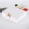 Grande boîte de papier kraft blanc rétro vintage de 4 tailles, boîte-cadeau de faveur de mariage bricolage, emballage de boîte à gâteau unique avec ruban LX2366