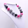 Hot Pink+Grey Color Kid Chunky Bead Necklace Fashion Toddlers Girls Bubblegum Bead Chunky Necklace Jewelry Gift For Children