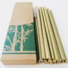 Cannucce di bambù naturali al 100% da 19,5 cm Cannucce di legno riutilizzabili ecologiche con scatola di vendita al dettaglio di pennelli più puliti per strumenti da bar per matrimoni