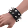 Leather Bracelet Unique Four Row Cuspidal Spikes Rivet Stud Wide Leather Punk Gothic Rock Unisex Cuff Bangle Bracelet jewelry