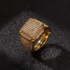Anéis masculinos com pedras de diamante e gelo de alta qualidade anel de prata e ouro fashion joias hip hop