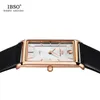 IBSO 7mm Ultra-Thin rectangle Dial Quartz Quartz Wristwatch noir Strap de cuir authentique Men Hommes Classic Business New Men Watches 2019 Y19062004