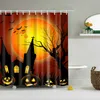 Halloween Pumpkin Light Witch Terror Polyester duschgardiner Högkvalitativ tvättbar baddekor Ny färgglada miljövänliga C18112209712208