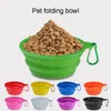 Multicolors Silicone Pet Folding Bowl Retractable Utensils Bowl Puppy Drinking Fountain Portable Outdoor Travel Bowl Carabiner BH1862 CY