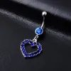 D0045 (4 färger) Hjärtstil Navel Rings Belly Button Body Piercing Smycken Dangle Tillbehör Mode Charms (10PCS / Lot) JFB-3245