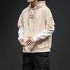 Erkek Hoodies Tişörtü Sahte İki Adet Erkek Hoodie Patchwork Estetik Hip Hop Gevşek Kazak Hoody Harajuku Büyük Boy Erkek Giyim