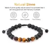 Nuovo braccialetto con perline occhio di tigre in pietra lavica da 8 mm per uomo Donna Intrecciato a mano in pietra naturale Guarigione Equilibrio Bracciale Yoga Regalo di gioielli di moda