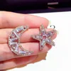 Super Glittering ins fashion luxury designer diamonds zircon cute lovely star moon stud earrings for women girls