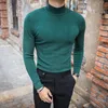 Fashion-2019 wysokiej jakości kaszmirowy zima gruby ciepły sweter mężczyźni Turtleneck męskie swetry Slim Fit Fit Swlover Men Knitwear Podwójny kołnierz