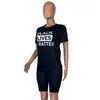 Black Lives Matter 2 Piece Outfits Short Sets for Women Casual Sport Short Sleeve Bodycon Short Pant Tracksuit Outfit T shirts KKA7965