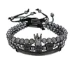 CZ hexagone 3 pièces ensemble Micro CZ couronne Bracelet perles de cuivre de luxe bijoux de créateur tissé hommes Bracelets cadeau 6005082