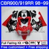 Corps pour HONDA CBR 900RR CBR 919RR CBR900 RR CBR919RR 98 99 278HM.2 CBR900RR CBR 919 RR Rouge noir brillant CBR919 RR 1998 1999 Kit de carénages