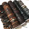 Pulseiras de charme de couro trançadas feitas à mão para mulheres e homens Vintage pulseira envoltória Moda Jóias para festas a granel