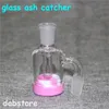 Narguilés Mini récupérateur de cendres en verre de 3,2 pouces avec récipient en silicone de 7 ml 14 mm 18 mm d'épaisseur Pyrex Ashcatcher Bong Pipes à eau pour fumer