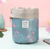 배럴 모양의 화장품 가방 여성 옥스포드 기하학 인쇄 고용량 Drawstring Wash Bags