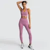 Completi da yoga Abbigliamento da palestra senza cuciture Abbigliamento sportivo da donna Leggings da allenamento in 2 pezzi Reggiseni sportivi imbottiti Abbigliamento fitness da donna Completi da allenamento Tute sportive S-L