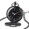 Античный стимпанк Black Hollow Out Case Design Quartz Pocket Watch Мужчины Женщины Аналоговые показы часов подарки для сети ожерелья