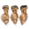Bal Sarışın Perulu Dalgalı İnsan Saç Dokuma Paketler 3PCS # 27 Açık Kahverengi Gevşek Dalga Bakire İnsan Saç Uzantıları Çift atkıları Karışık Uzunluğu