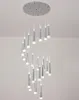 2019 Novo Luzes Led candelabro sala de estar villa villa rotativa escadaria longo lustre loft lustre lâmpadas de chuva de meteoros