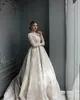 2020 ARABISK ASO EBI Bröllopsklänningar Lace Appliques Långärmad Sequined Bridal Wedding Gowns Vintage Vestido de Novia