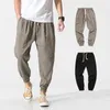 Casual Harem Pants Men Black Cotton Linen Loose Joggers Pants Men Fitness Trousers Male 2019 Summer Plus Size 4XL 5XL