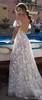 2020 Bohemian Plaj Dantel Gelinlik Spagetti Sapanlar A-Line Örgün Parti Elbise V Yaka Açık Geri Gelin Kıyafeti Vestido de Novia